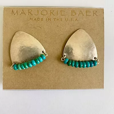 Marjorie Baer Signed Vintage Clip On Earrings Silver Turquoise Beads - Western • $30