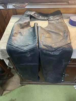 Leather Chaps Mens Black Biker Motorcycle Riding Western Pants • $35