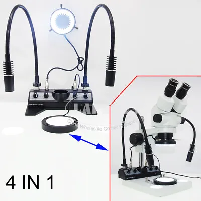 4-IN-1 LED Microscope Illuminator Set + Stage + Ring Light + 2 Gooseneck Lamp 6W • £139.95