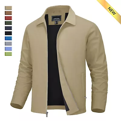 Men's Light Thin Casual Jacket Golf Sport Windbreaker Front Zip Panel Jackets • $35.13