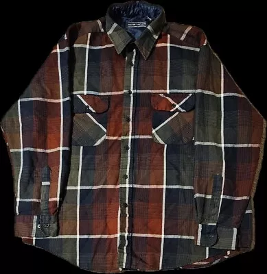 David Taylor Men's Flannel Shirt Red White Blue Gray Plaid XL • $18.88