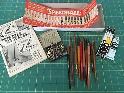 Vintage Calligraphy Pens Nibs Ink Book Lot Speedball • $22.99