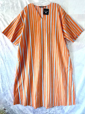 $70 • Buy BNWT   Uniqlo X Marimekko   Striped Cotton V-Neck Half Sleeve Maxi Dress Sz XL
