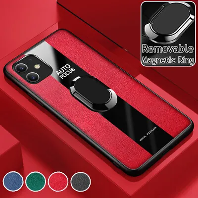 $11.99 • Buy For IPhone 13 12 11 Pro Max XS/X XR 7 8 Plus Case Leather Shockproof Ring Cover
