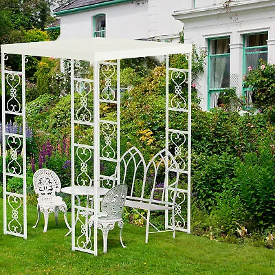 Large Garden Arch Metal Pergola Trellis Rose Archway Wedding Canopy Gazebo Decor • £139.92