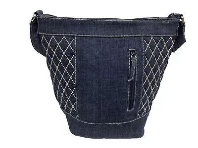 VERA BRADLEY Denim Purse Bucket Tote Bag - Distressed Blue Denim With Pockets • $26.95