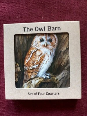 £3.99 • Buy BNIB The Owl Barn Set Of Four Different Cork Back Coasters