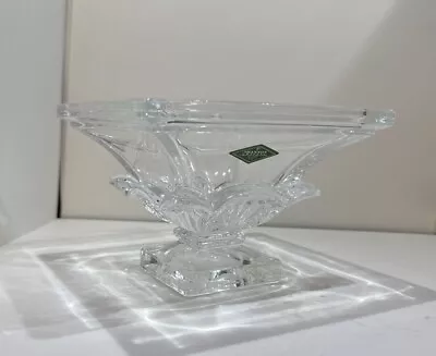 Shannon Crystal Pedestal Candy Dish Footed Centerpiece Square Bowl With Sticker • $17.99