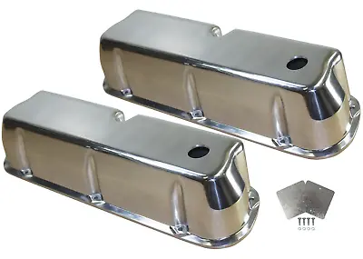 SB Ford Polished Aluminum Tall Smooth Valve Covers W/ Grommets 289 302 351W SBF • $105.99