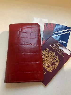 Vintage Mulberry Red Congo Leather Travel Wallet Passport Holder Match To Bag! • £89