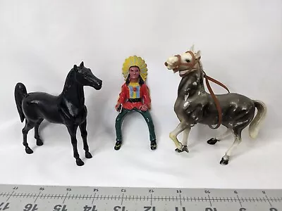Vintage Indian Horses Figure Lot Plastic 4.5 5 Inch • $22.45