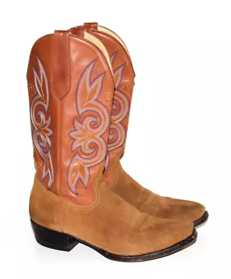 Men's Leddy's Ranch Western Cowboy Boots 7807 Brown Leather Size 9.5 D • $199.95