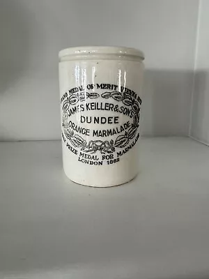 Early Keiller & Sons Dundee Marmalade 1 Lb. Ironstone Crock Jar  ~ London 1862 • $45