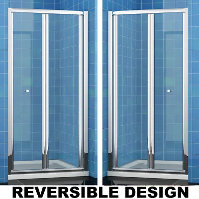 Bi Fold Shower Door Enclosure And Tray Glass Screen 700/760/800/860/900/1000mm • £99.74