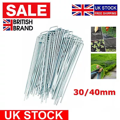 Garden Securing Pegs 50/100/200x Heavy Duty Weed Mat Galvanised Steel U Shaped • £5.95