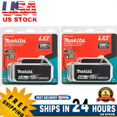 2 Pack Makita 18 Volt Li-ION 6.0Ah LXT Battery BL1860B Tool Power Battery US • $86