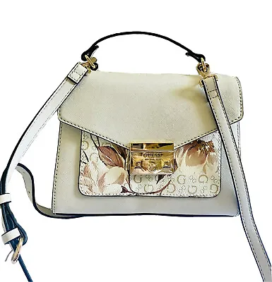 $67 • Buy NEW GUESS Purse Floral Flower Bag Satchel NWT White Multi Fort Smith FG820519