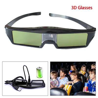 USB Rechargeable Active Shutter 3D Glasses For DLP-Link Projector Optoma Benq • £11.88