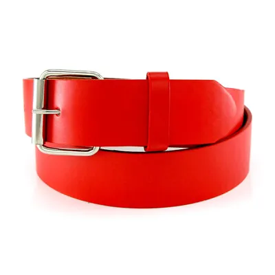 New Snap-On Plain Leather Belt Removable Roller Buckle Solid Unisex Mens Womens • $10.45