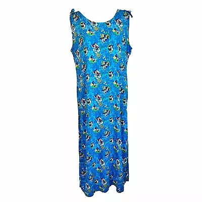 Disney Store Blue Hawaiian Mickey Minnie Mouse Midi Maxi Sleeveless Dress Large • $20