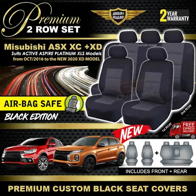 $189 • Buy Premium BLACK Seat Covers Mitsubishi ASX XC XD Active XLS ES 2ROW 10/2016-2023