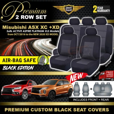 $189 • Buy Premium BLACK Seat Covers Mitsubishi ASX XC XD Active XLS ES 2ROW 10/2016-2023
