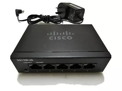 Cisco SG110D-05 5 Port Gigabit Desktop Ethernet Switch +  240v AC / 12V DC 0.5A • $23.95