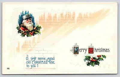 $3.70 • Buy Holiday~Merry Christmas~Icy Inset Santa In Captain Hat~Holly~SAS 1913 Postcard