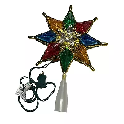 Christmas Tree Topper Vintage Style Multi-Color Plastic Jeweled Light Up Star • $11.21