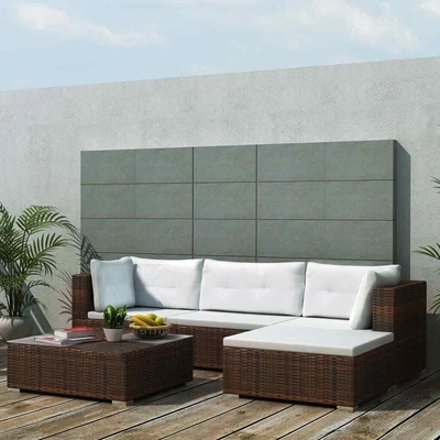 $758.99 • Buy 5 Piece Garden Lounge Set With Cushions Poly Rattan Brown VidaXL