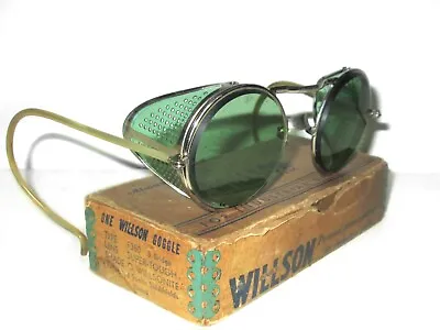 $179.99 • Buy Antique Willson Green Sunglasses Goggles Vtg Steampunk Old Shield Safety Glasses