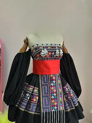 Hmong Dress For Women Vintage Ethnic Hand Embroidered DressHill Tribe Outfit • $163