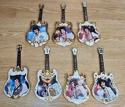 Elvis Presley Entertainer Of The Century Guitar Shape Collector Plates 7 Pc. • $299.89