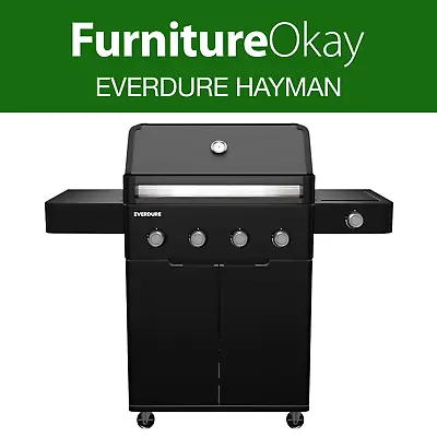 Everdure Hayman 4-Burner Gas BBQ With Trolley - Black • $899