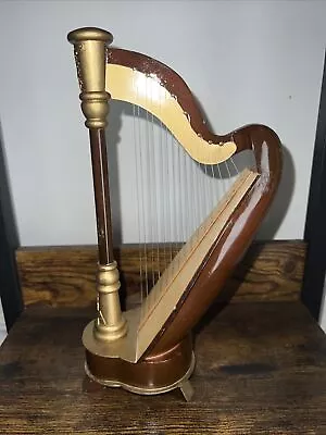 Vintage Miniature Model Wooden Harp Model Wooden Miniature Harp With Stand • $20