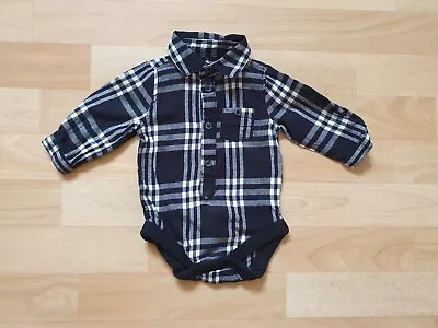 £1.50 • Buy Baby Boys  Black & White Check Shirt Bodysuit Age 0-3 Monthhs