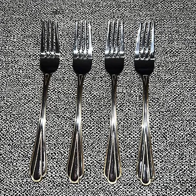 Hampton Silversmiths 18/10 Stainless Gold Trim 7 7/8” Set Of 4 Forks China 199 • $16.99