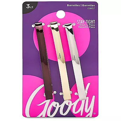 Metal Hair Barrettes Clips 3Count Assorted Colors Slideproof And Lock-In Place • $5.95