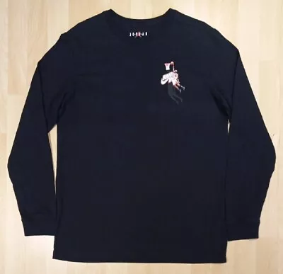 AIR JORDAN NIKE JUMPMAN Michael Jordan Long Sleeve Blk Tee Sz L Pit To Pit 21.5  • £24.98