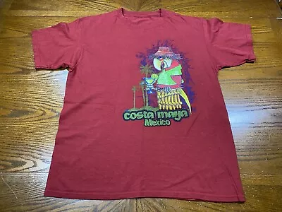 Costa Maya Mexico Parrot Graphic Margarita Shirt Large Mens Red  • $9.60
