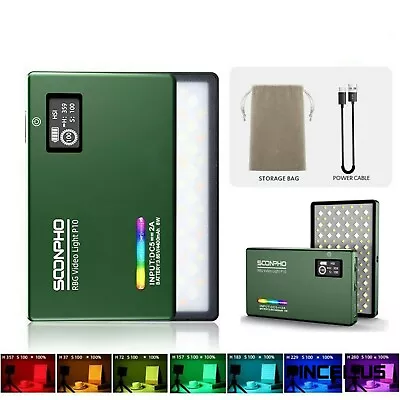 P10 RGB Light Panel On-Camera Light Full Color Video Light Kit 2500K-8500K Green • $34.87