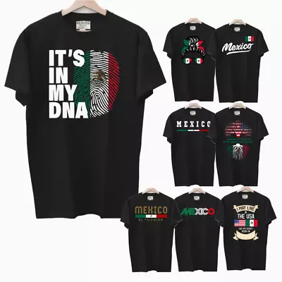 Men’s Unisex Mexico EL TRICOLOR Printed T-shirt Tee S - 3XL Black • $19.99