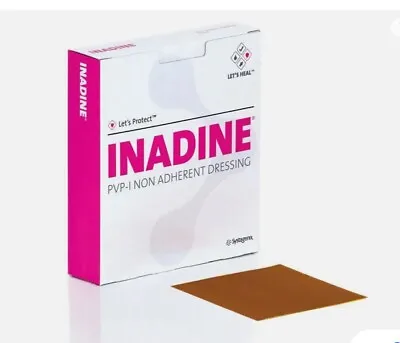 10 X Inadine 5cm X 5cm PVP Non Adherent Wound Dressing Povidone Iodine • £6.50