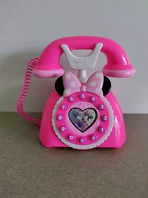 Disney Minnie Mouse Pink Telephone Happy Helpers Talking/Lights Toy Works! • $11.69