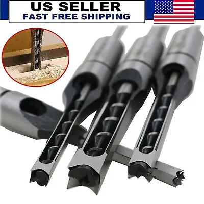 Square Hole Drill Bit SetMortising Chisel Set For Woodworking5/16 3/8 1/2 Inch • $23.99