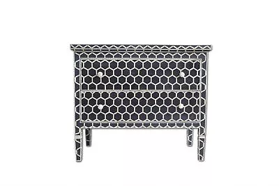 Bone Inlay Chest Of Drawers Honeycomb 2 Drawers Design In Black Home Décor... • $2249.85