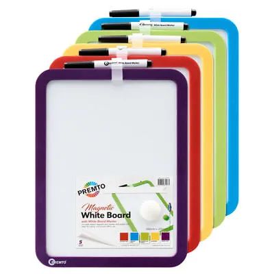 A4 White Board Dry Wipe Magnetic Mini Kids White Message Boards With Pen Marker • £4.49