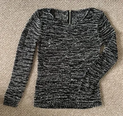 Knitted Jumper Black Mix With Back Zip Detail Approx Size S • £8.99