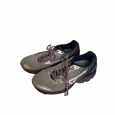 Mizuno Womens Wave Rider 19 Running Shoes Athletic Sneakers Purple Gray SZ 9 • $19.54