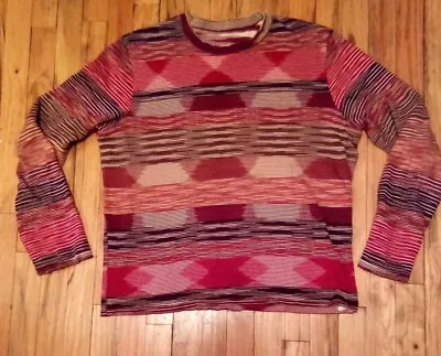 Men's MISSONI Reversible Sweater Sz 52 Sz L Red/White And Red/Multi LS 2004?  • $90
